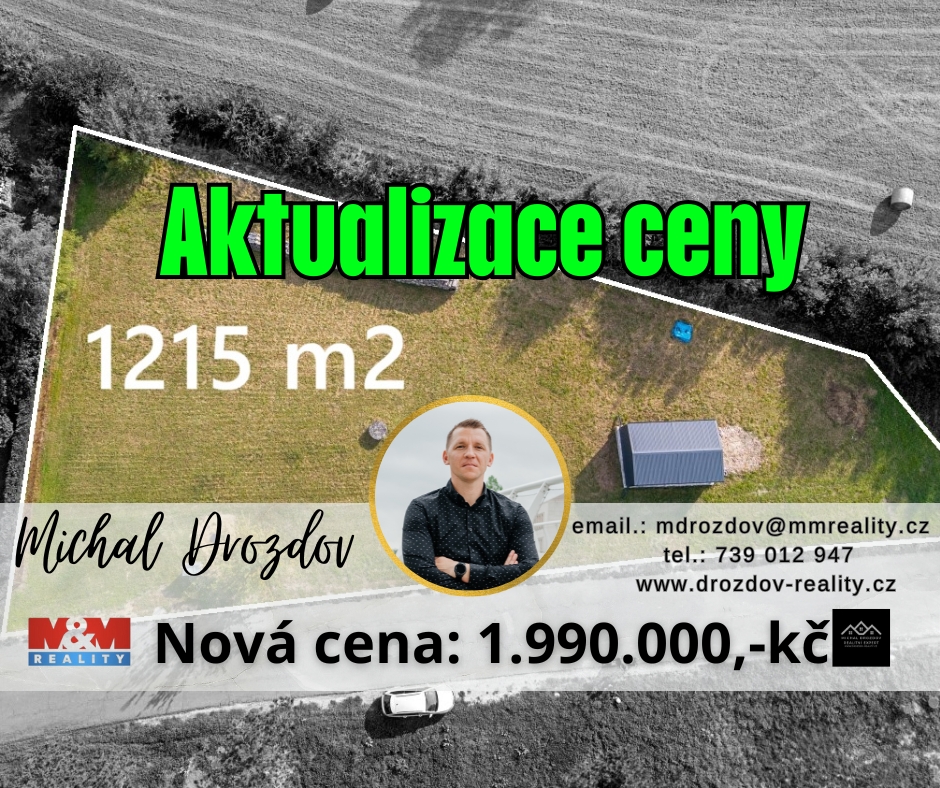 Prodej pozemku o výměře 1215 m2 v Údrnicích