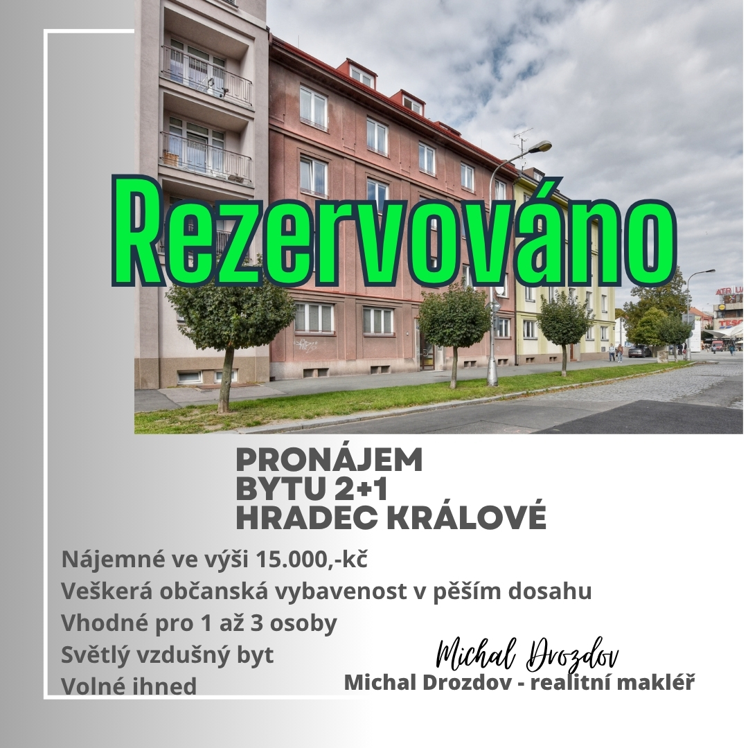 Pronájem bytu 2+1 v Hradci Králové ul. U Koruny