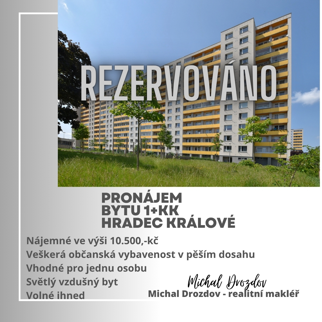 Pronájem bytu 1+kk v Hradci Králové třída Edvarda Beneše