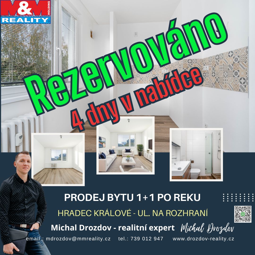 Prodej bytu 1+1 v Hradci Králové ulice Na Rozhraní. Cena 3.600.000,-kč